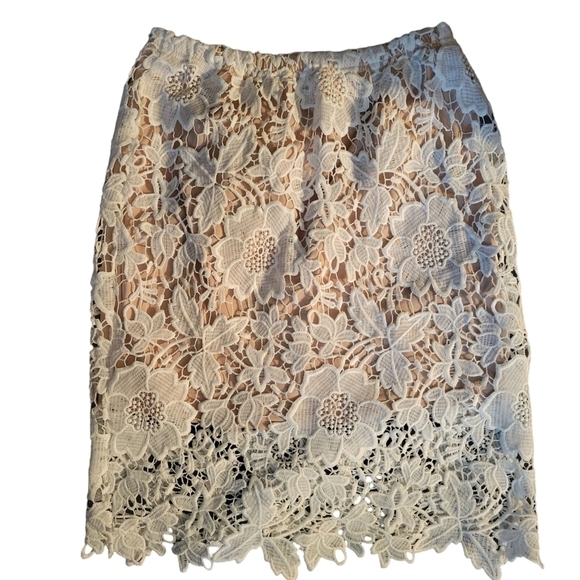 Sans Souci White Lace Skirt Size M Lined NWT - Picture 1 of 2